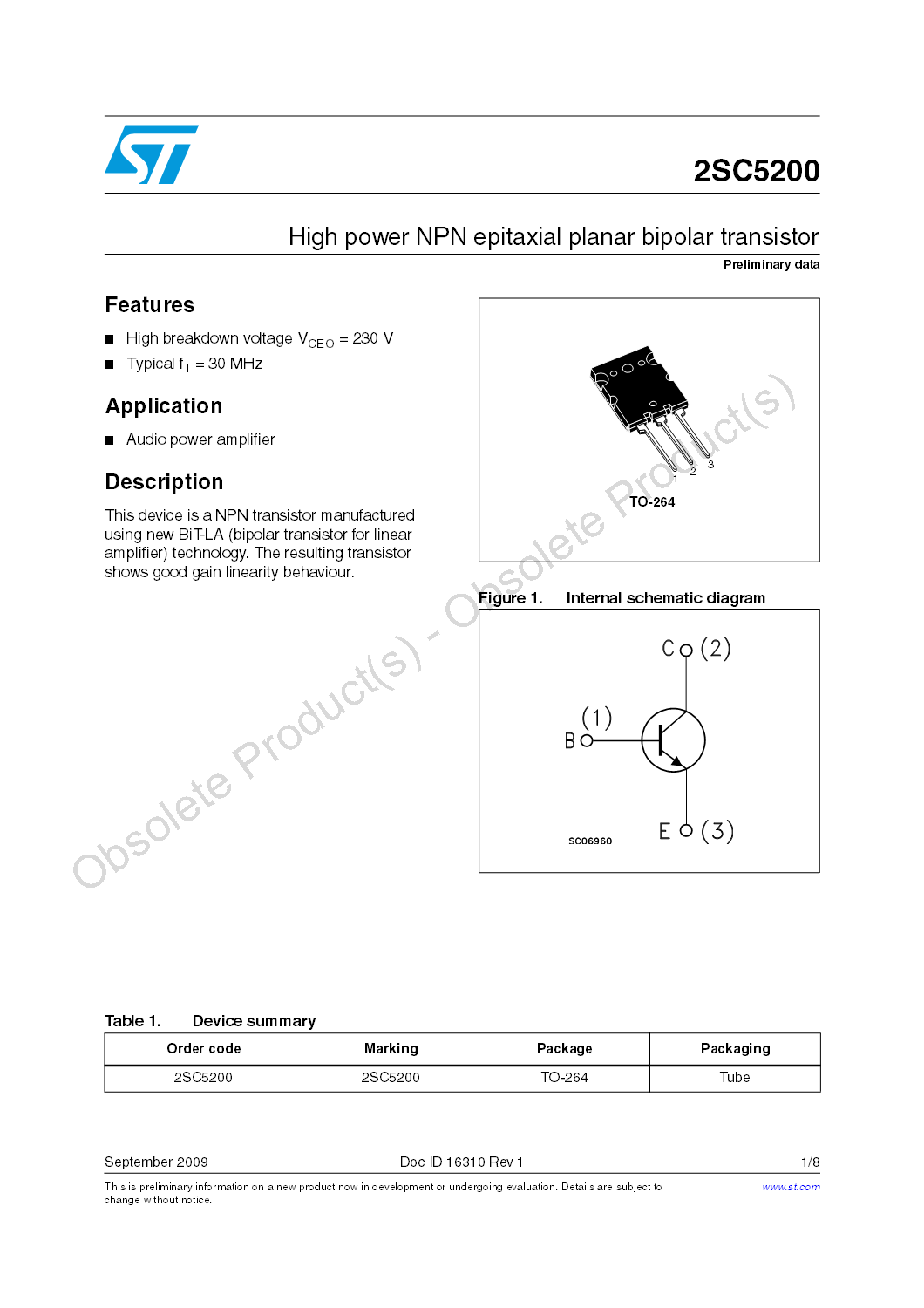 2SC5200 Datasheet PDF Image 1